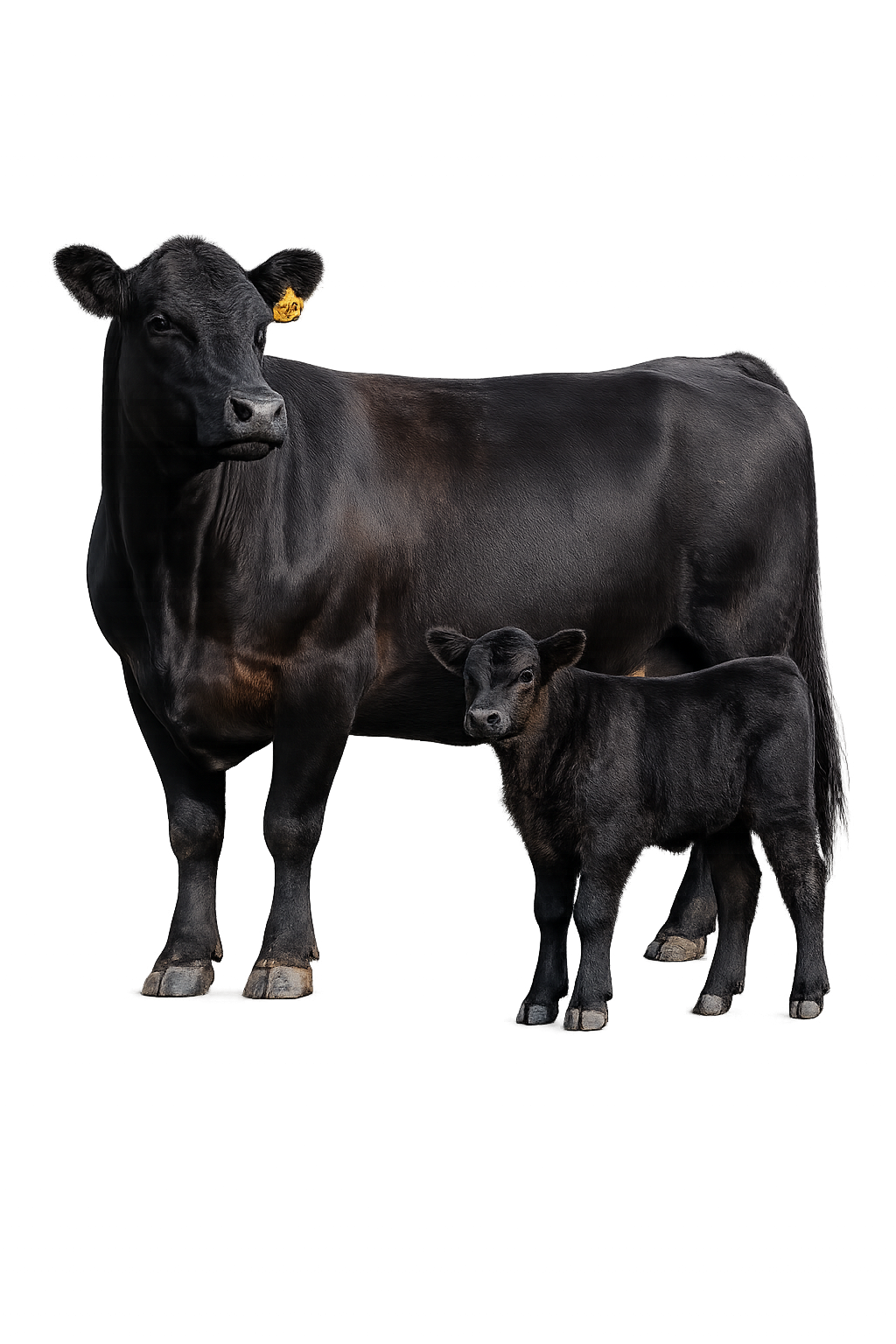 An Angus cow and calf